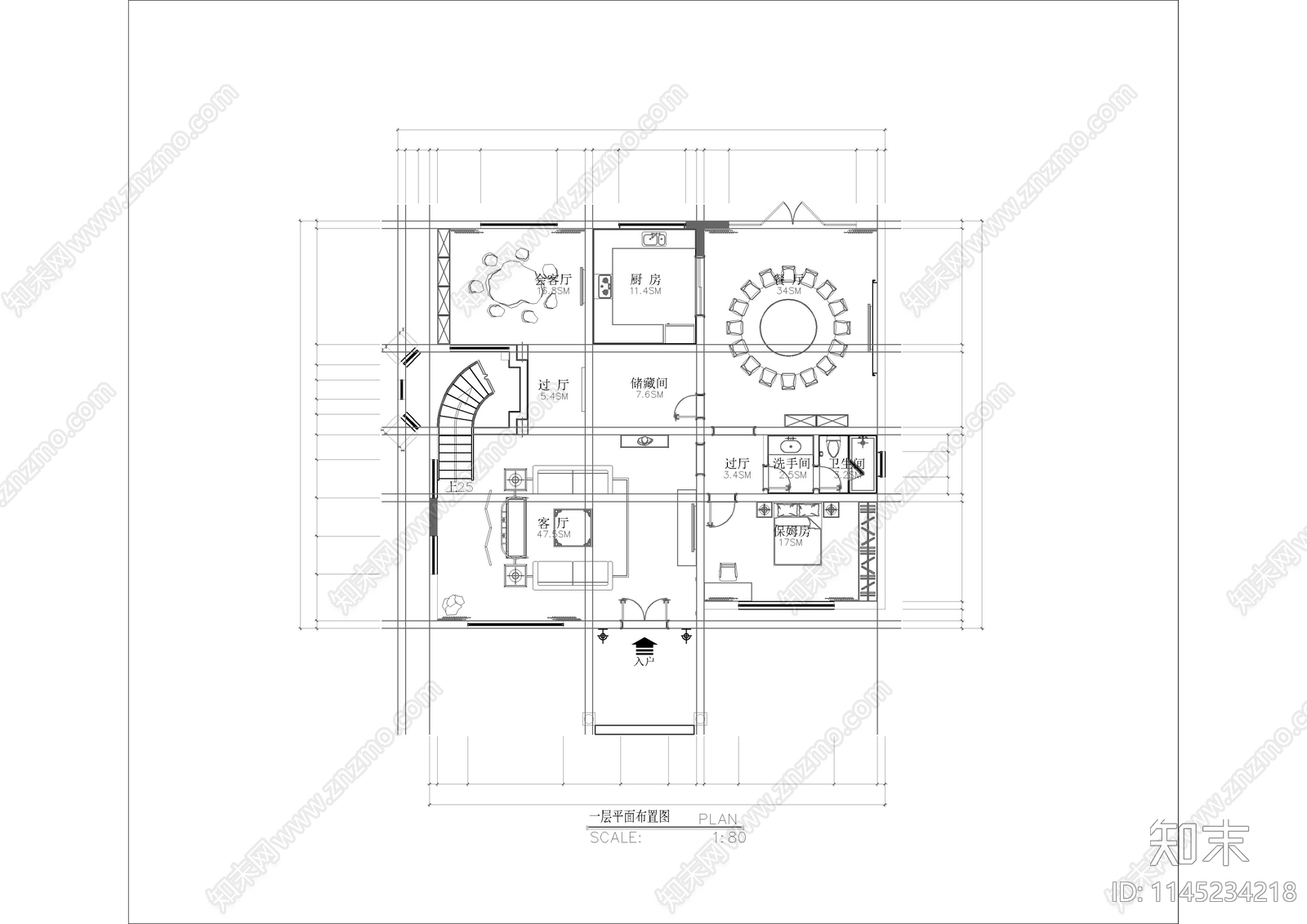 40套别墅室内CAD效果图施工图下载【ID:1145234218】