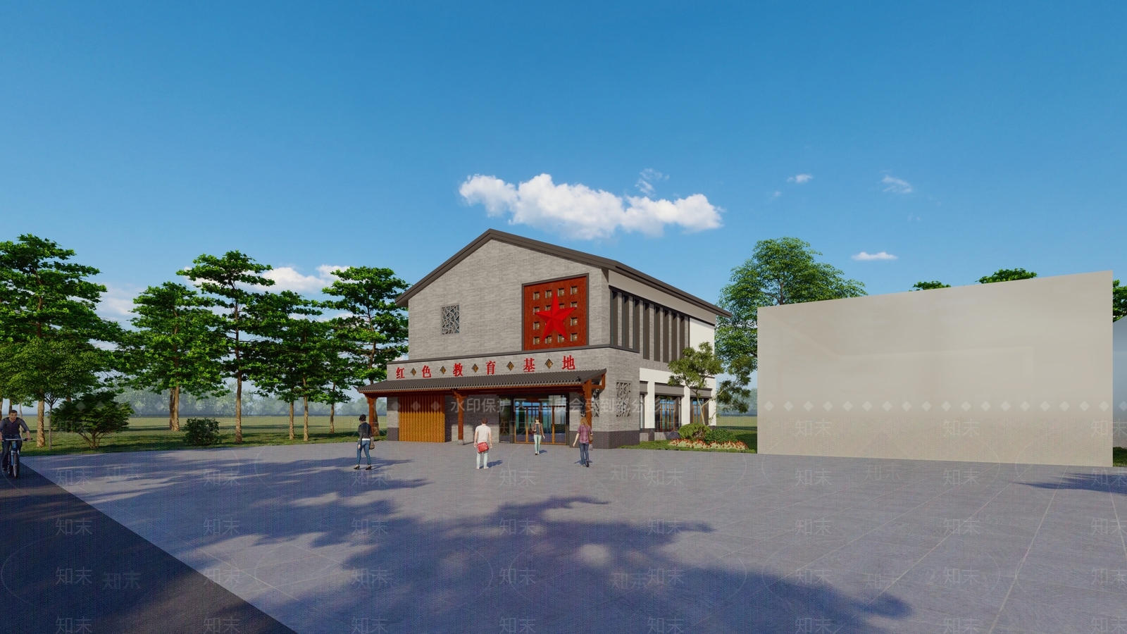 新中式村史文化馆SU模型下载【ID:1145237156】