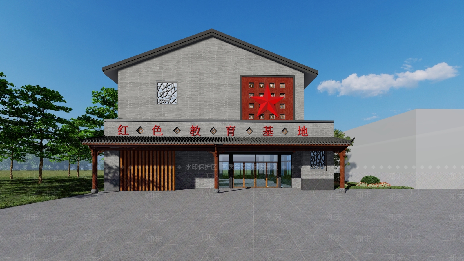 新中式村史文化馆SU模型下载【ID:1145237156】