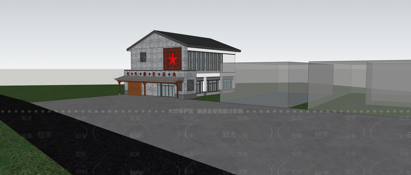 新中式村史文化馆SU模型下载【ID:1145237156】