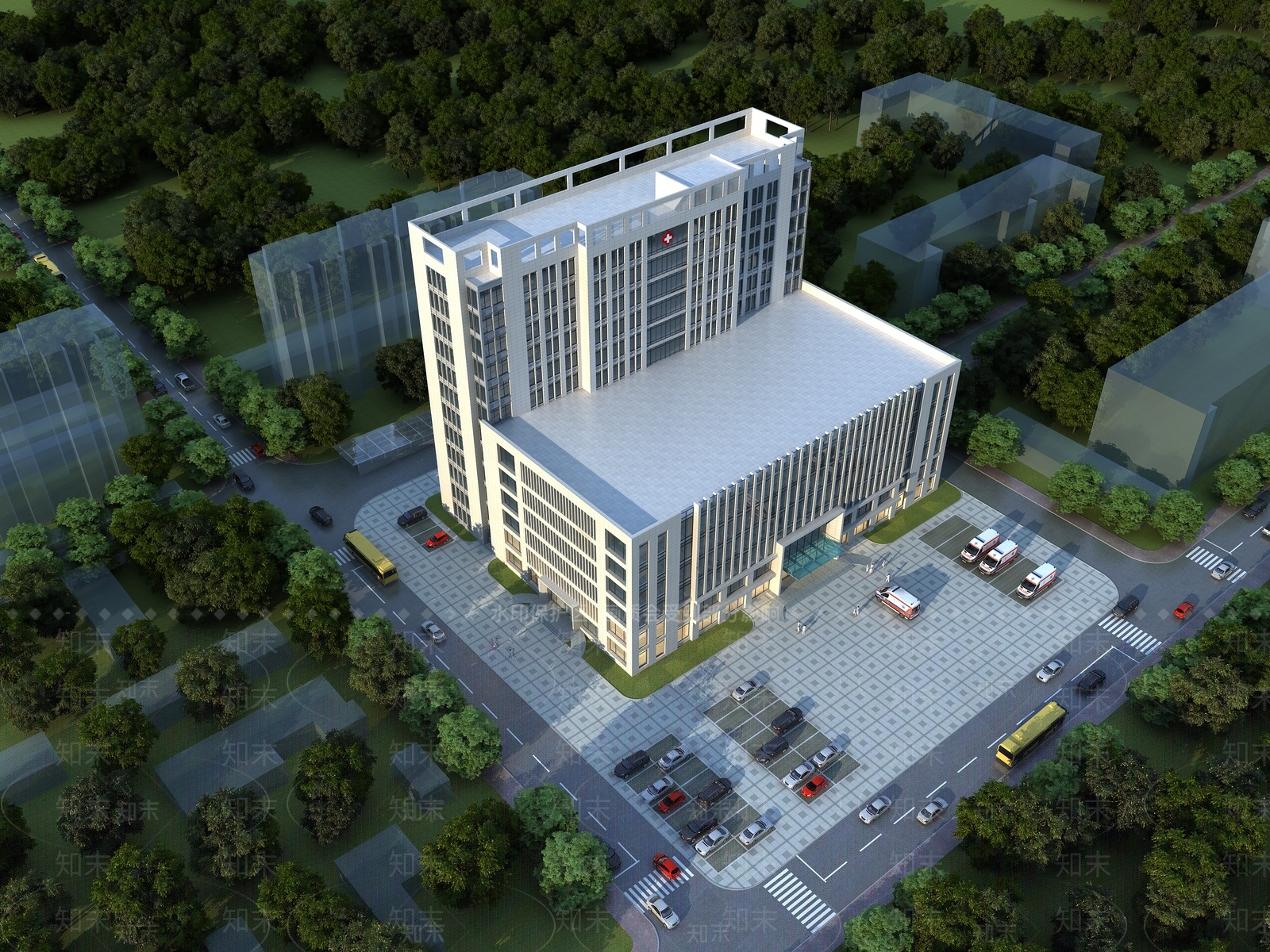 现代文体建筑3D模型渲染效果图