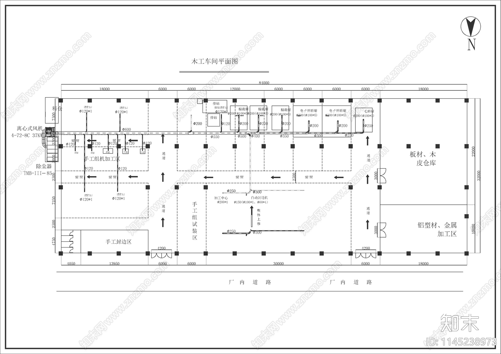 33套工厂车间布局生产线布置图cad施工图下载【ID:1145238973】