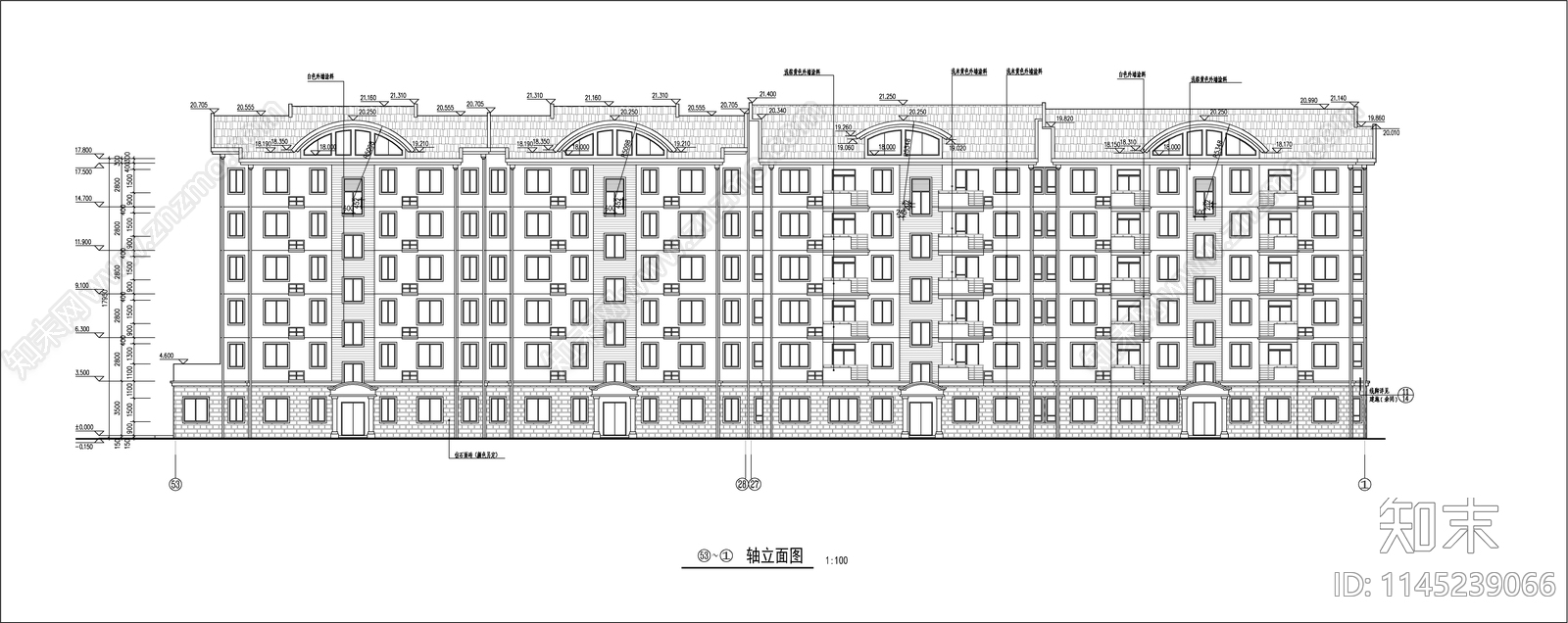 小高层住宅楼建施图cad施工图下载【ID:1145239066】