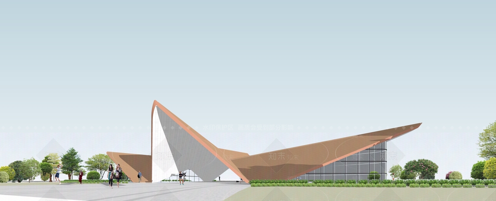 现代展览馆建筑SU模型下载【ID:1145251160】