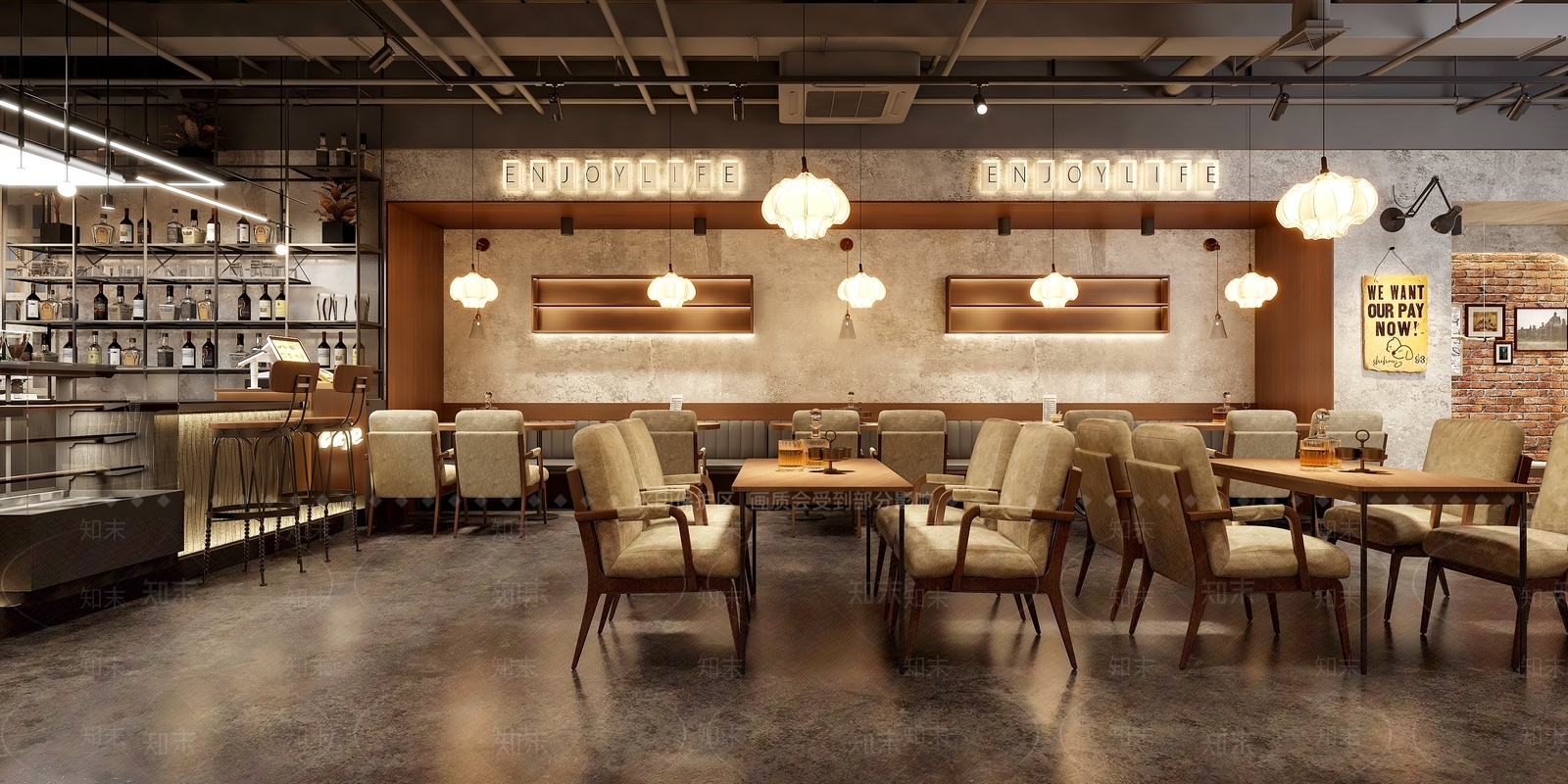 现代复古茶餐厅3D模型下载【ID:1145254338】