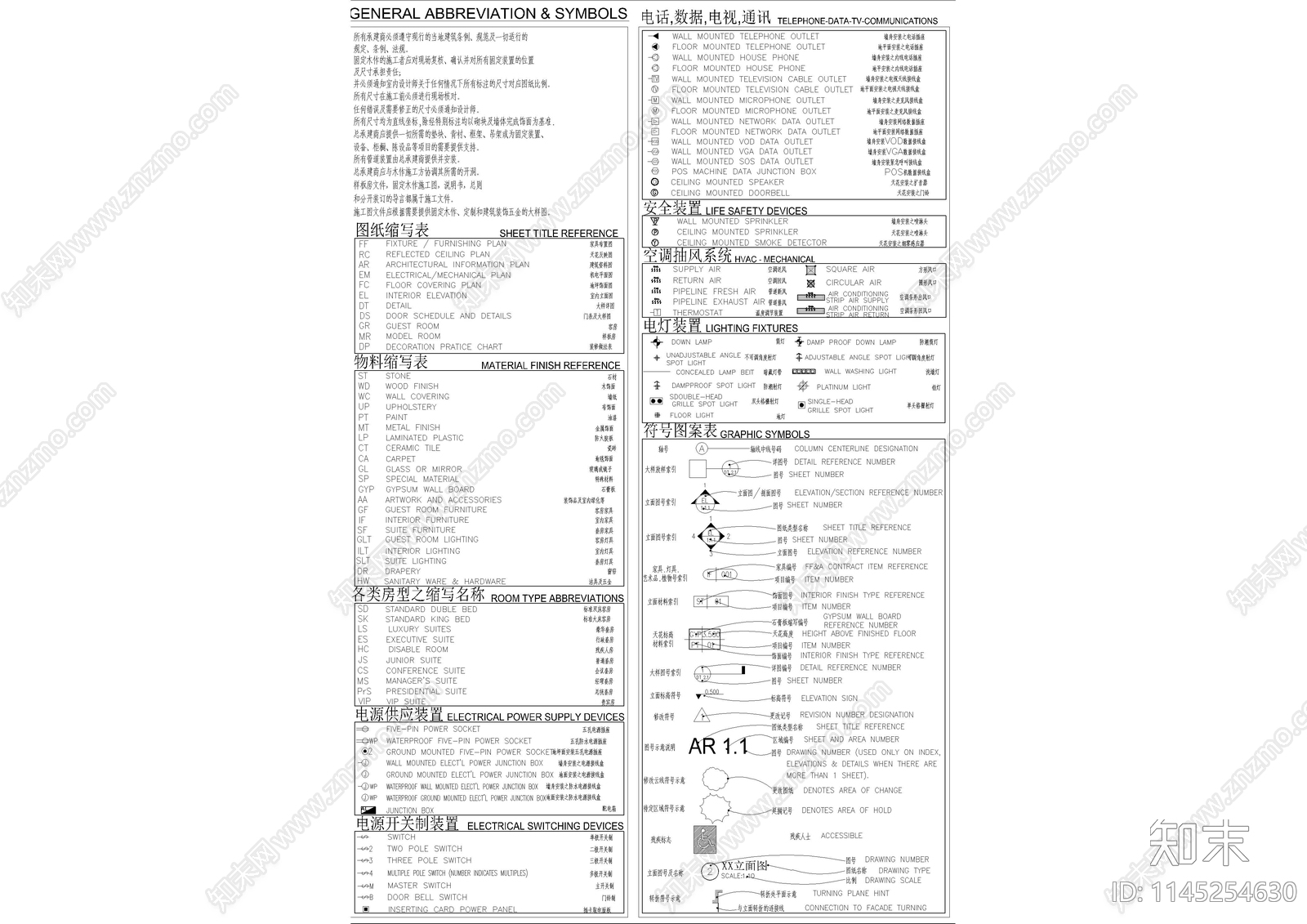 别墅封面施工说明目录材料表cad施工图下载【ID:1145254630】