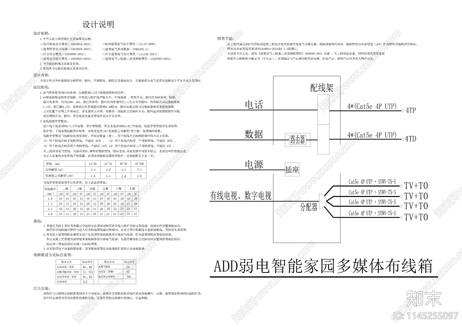 家居电气给排水施工说明目录图库cad施工图下载【ID:1145255097】