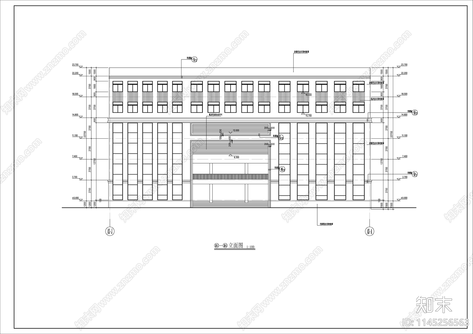 职业技术学院教学综合楼建筑cad施工图下载【ID:1145256563】