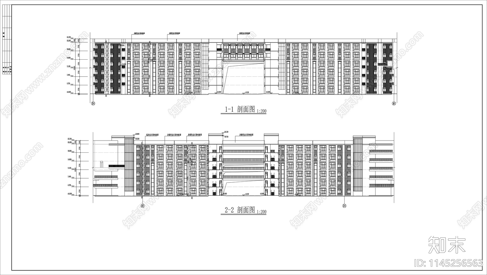 职业技术学院教学综合楼建筑cad施工图下载【ID:1145256563】