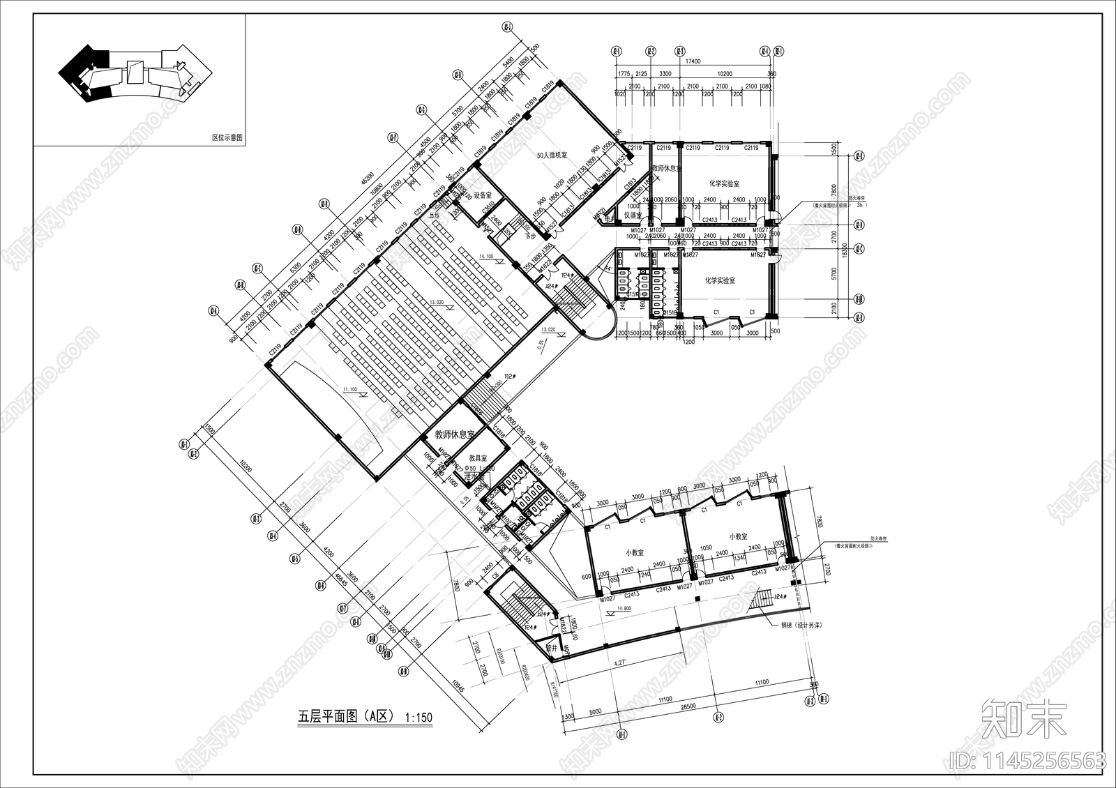 职业技术学院教学综合楼建筑cad施工图下载【ID:1145256563】