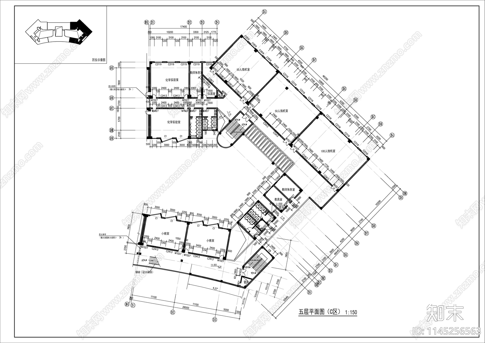 职业技术学院教学综合楼建筑cad施工图下载【ID:1145256563】