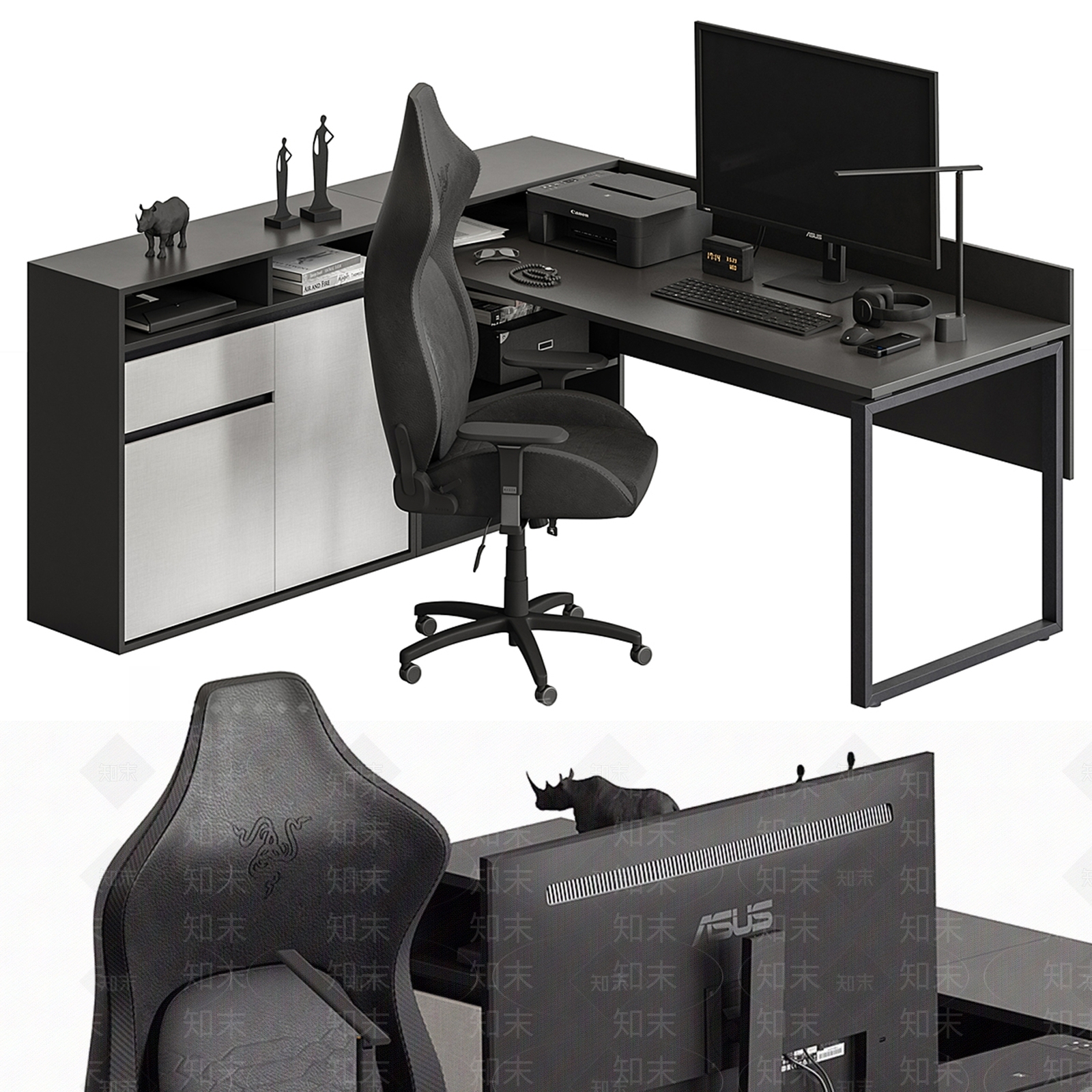 现代办公桌椅3D模型下载【ID:1145256413】
