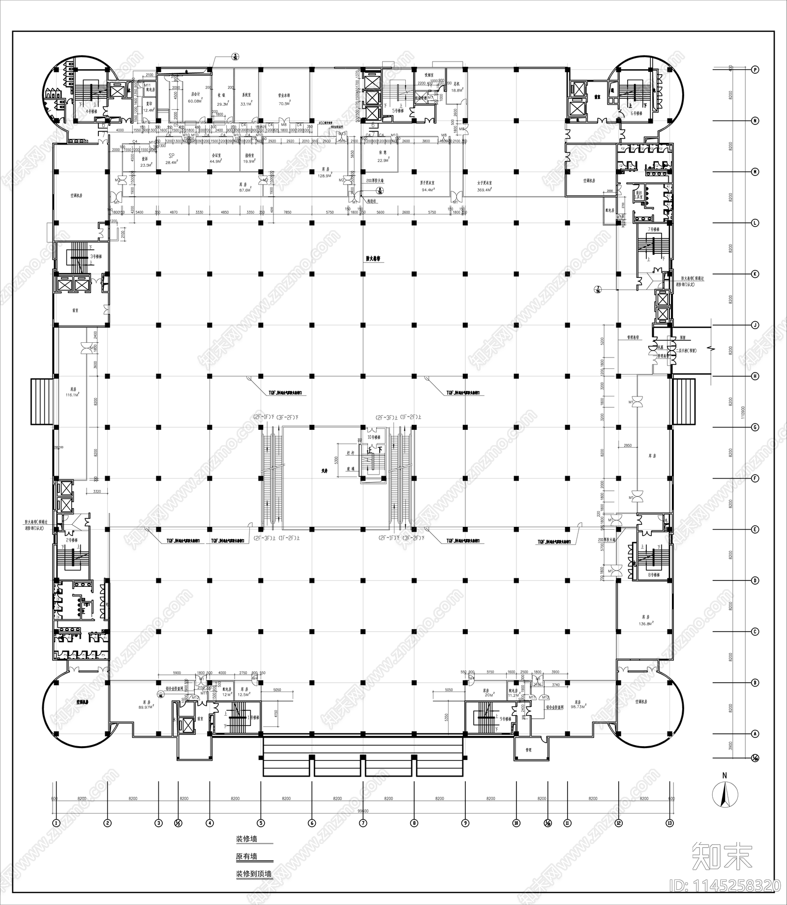 大型市场及商场建筑平面装修图施工图下载【ID:1145258320】