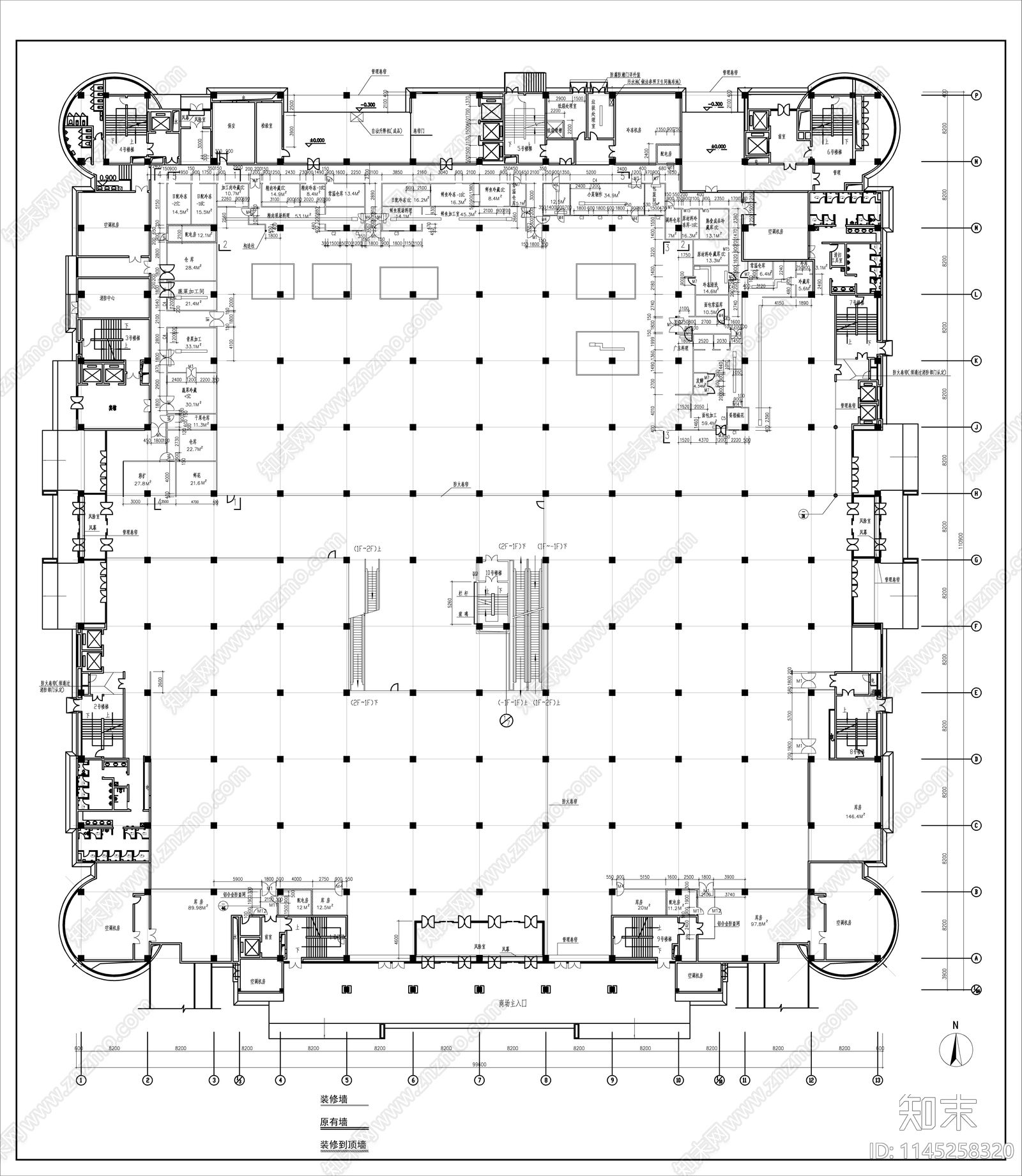 大型市场及商场建筑平面装修图施工图下载【ID:1145258320】