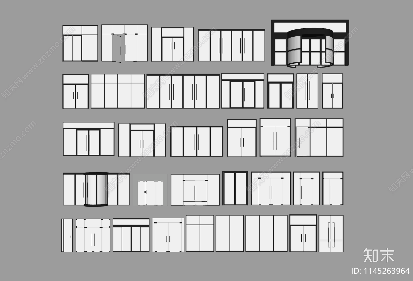 现代办公室玻璃门组合SU模型下载【ID:1145263964】