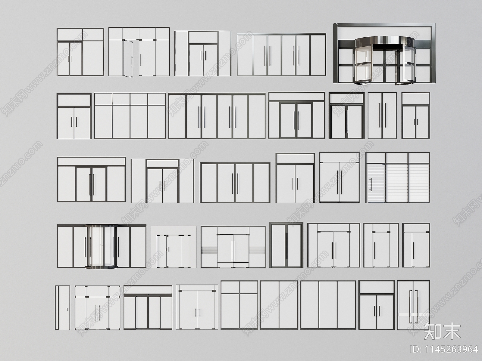 现代办公室玻璃门组合SU模型下载【ID:1145263964】
