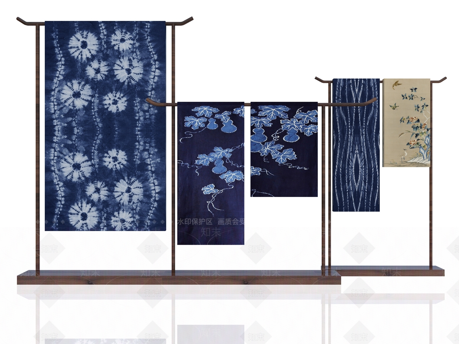 中式刺绣蜡染摆件组合3D模型下载【ID:1145671323】