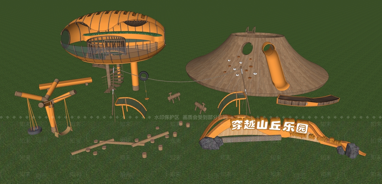 现代儿童器材组合SU模型下载【ID:1145269833】