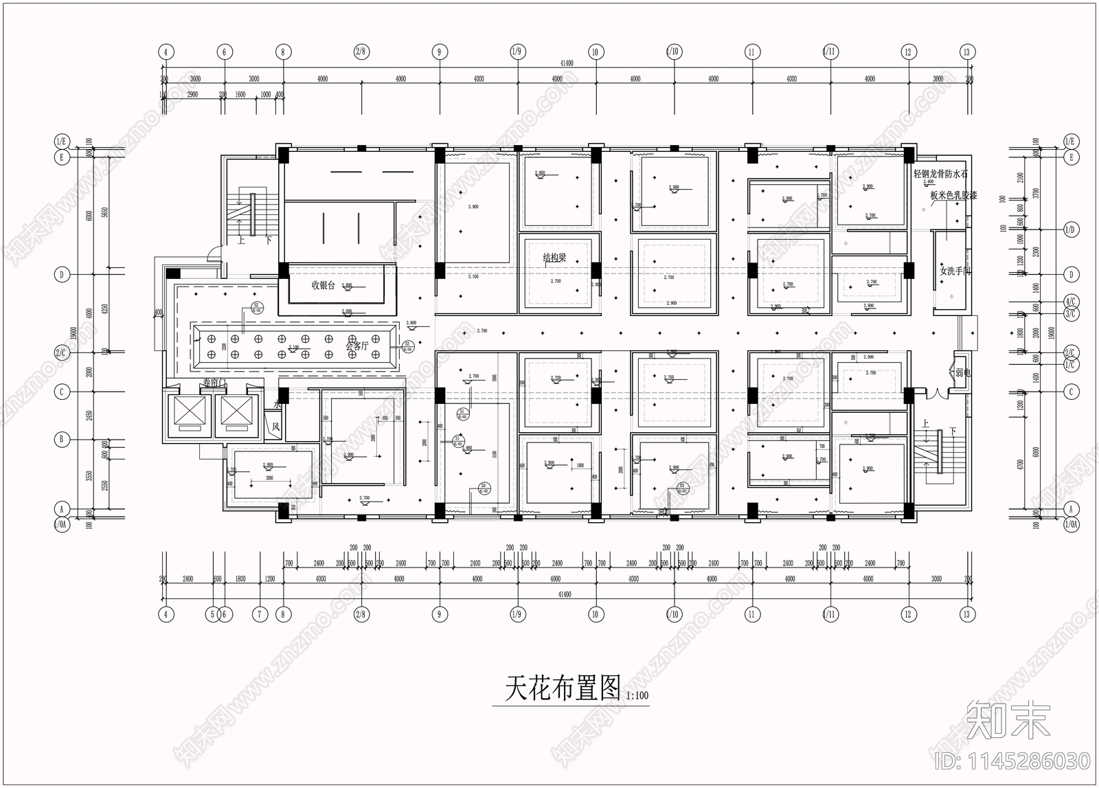 足浴足疗休闲会所室内cad施工图下载【ID:1145286030】