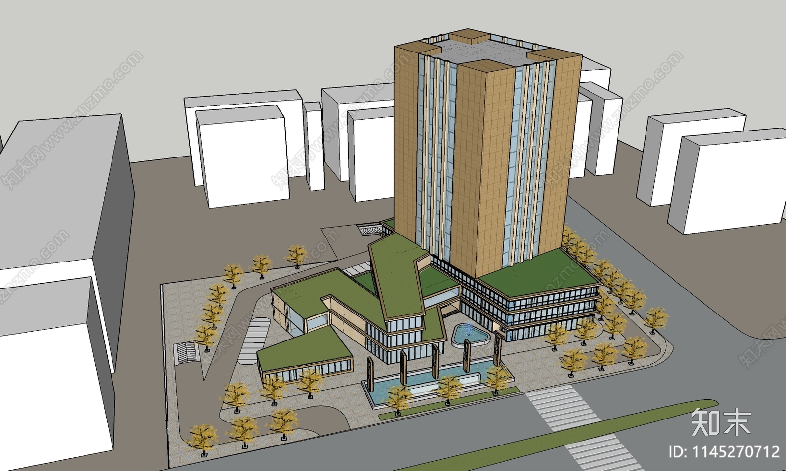 现代高层办公楼SU模型下载【ID:1145270712】
