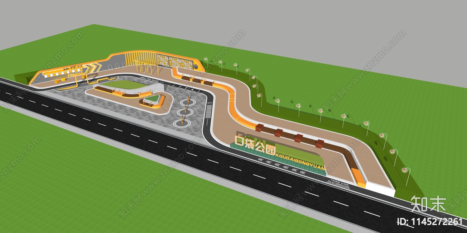 现代口袋公园SU模型下载【ID:1145272261】
