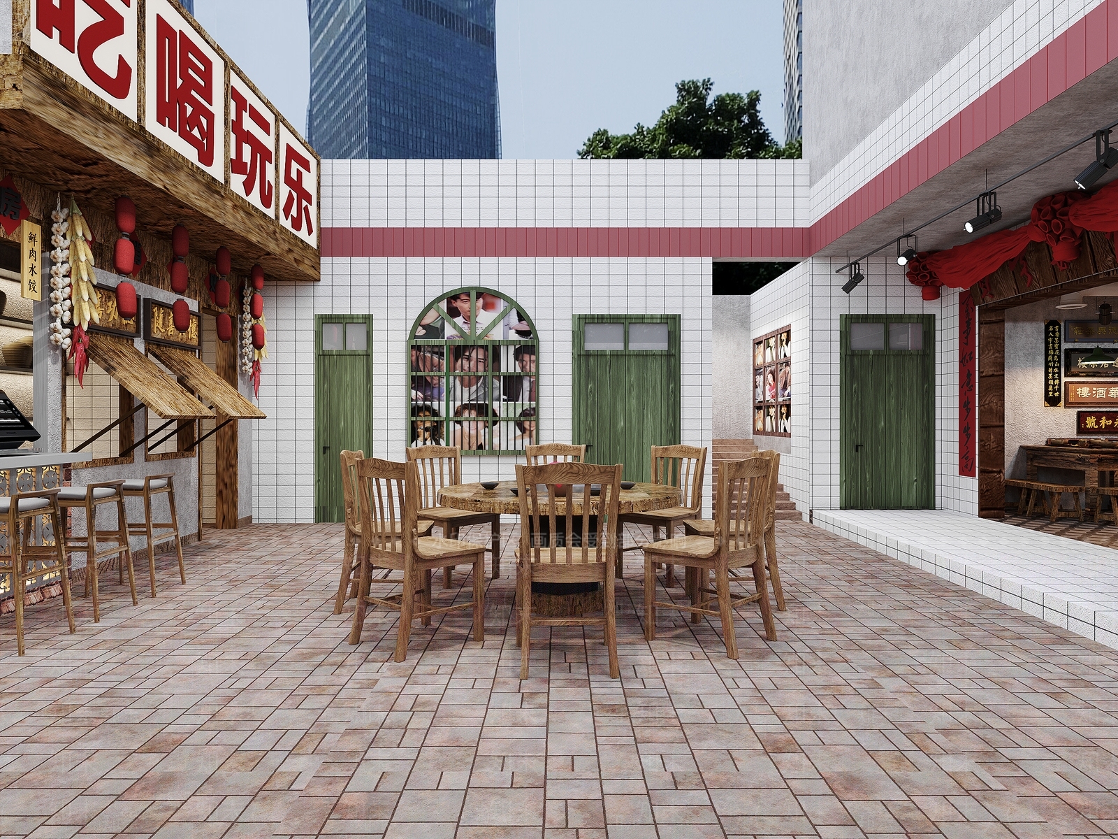 现代农家乐餐厅火锅店3D模型下载【ID:1158415378】