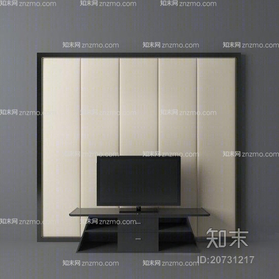 米色皮质电视墙3D模型下载【ID:20731217】