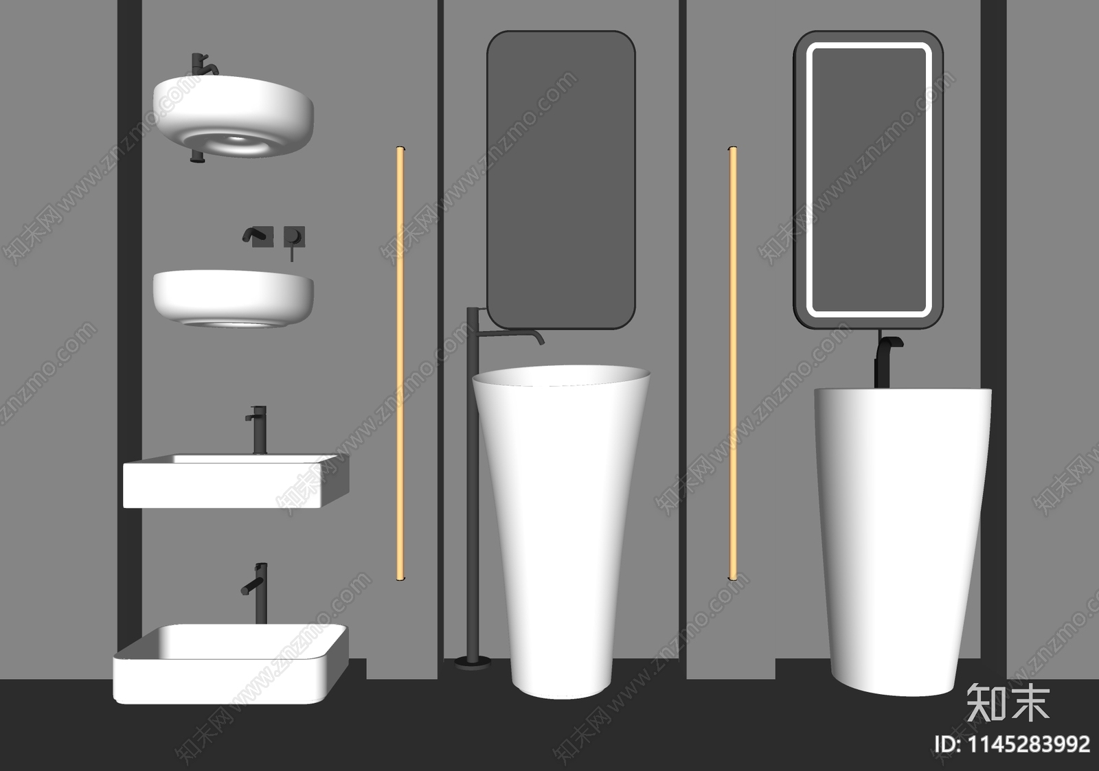洗手台盆SU模型下载【ID:1145283992】