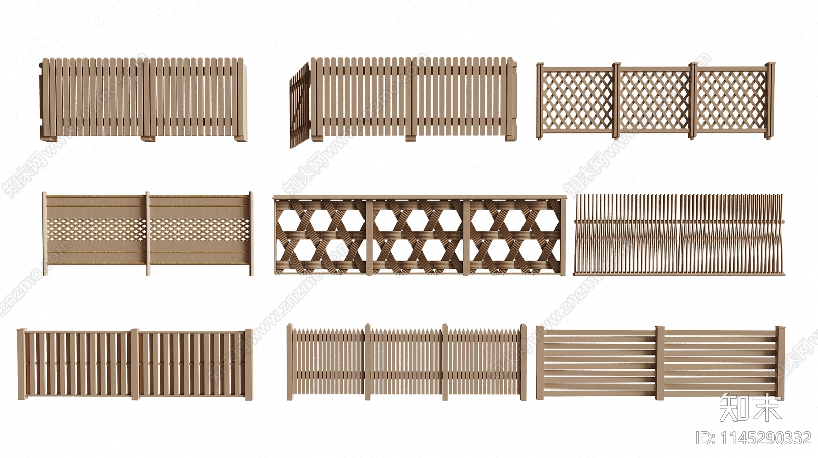 新中式篱笆栅栏3D模型下载【ID:1145290332】