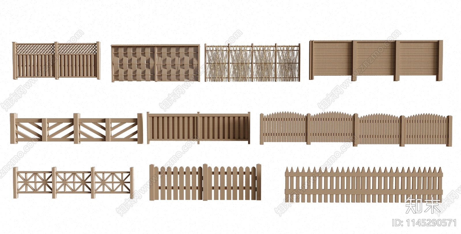 新中式篱笆栅栏3D模型下载【ID:1145290571】