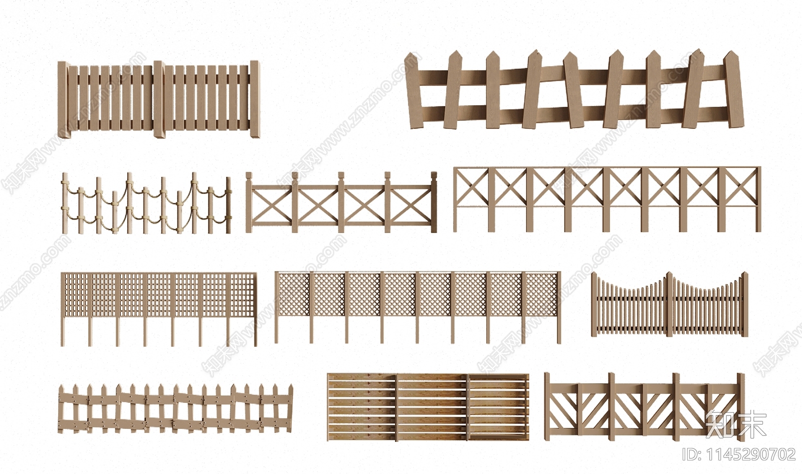 新中式篱笆栅栏3D模型下载【ID:1145290702】