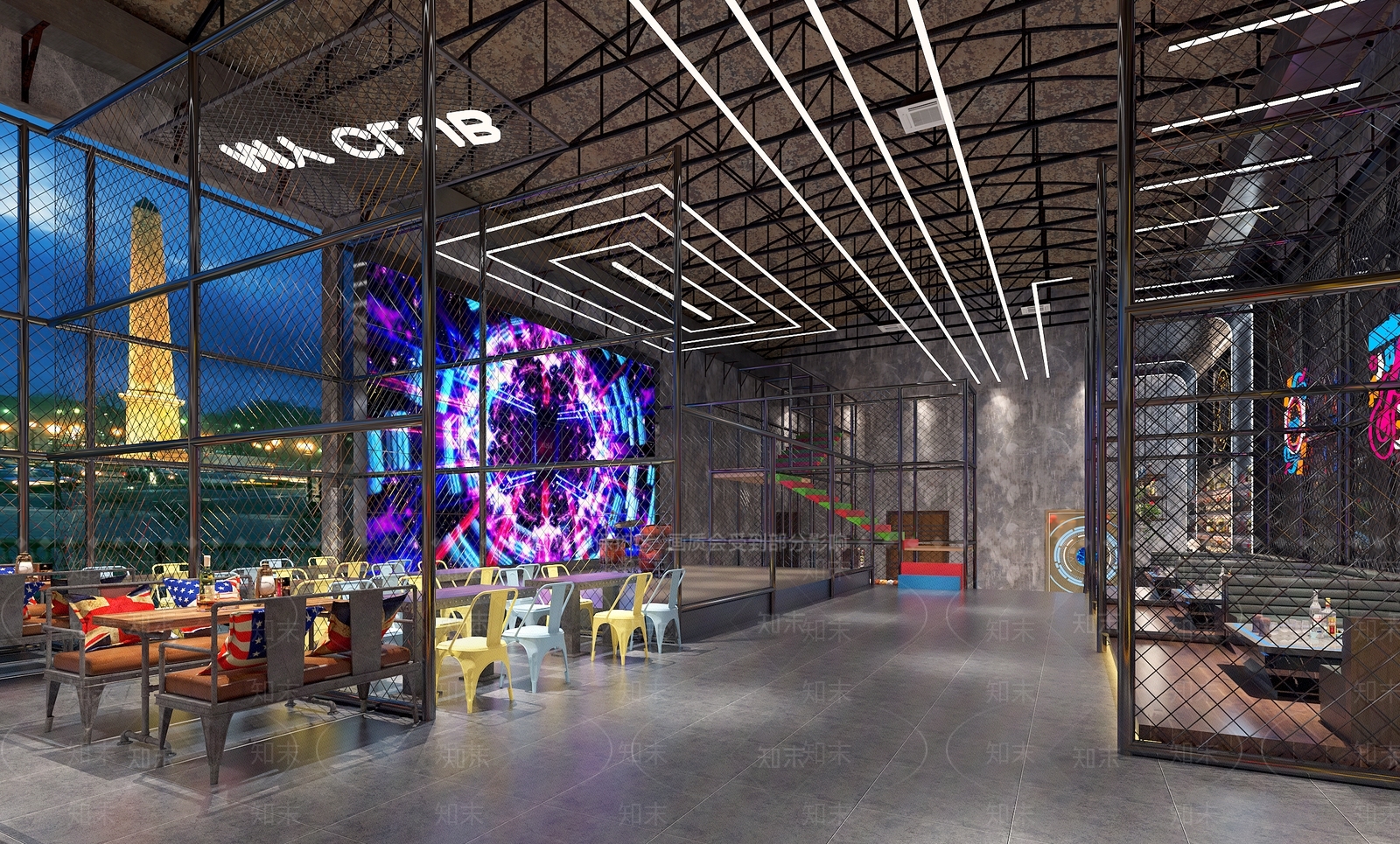 工业风音乐餐厅3D模型下载【ID:1145295684】