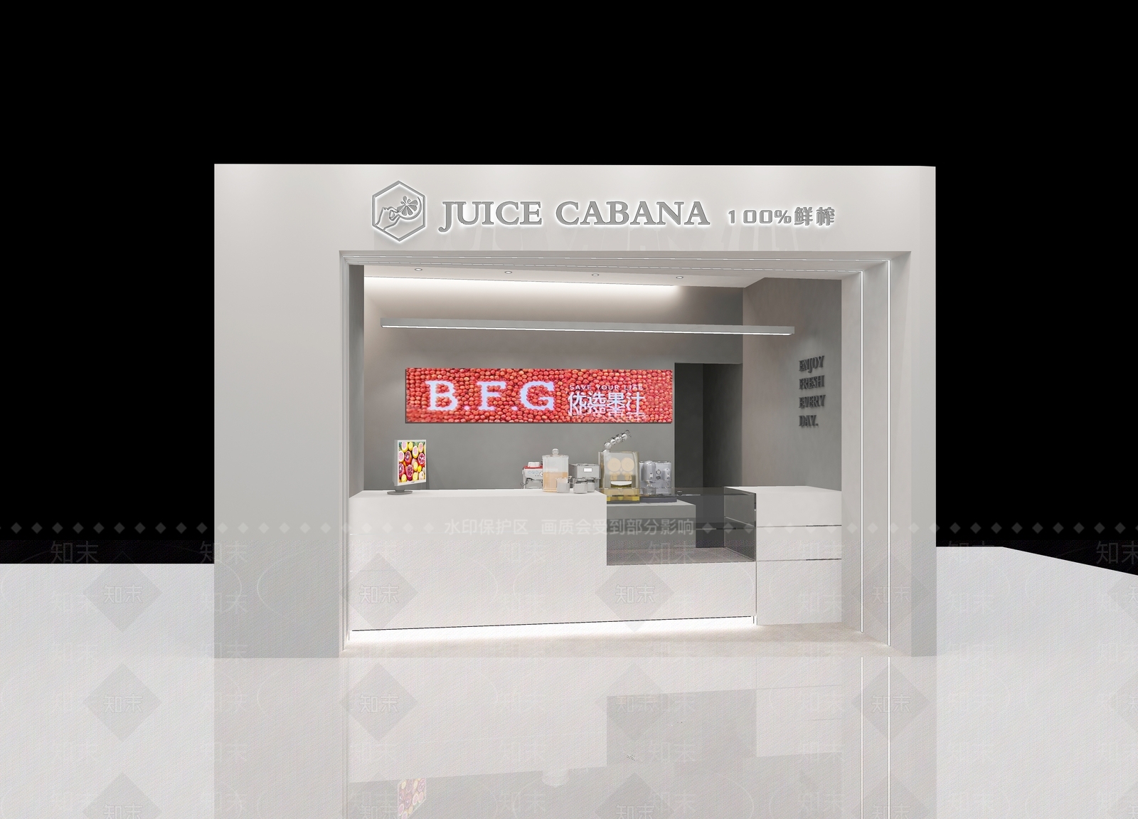 现代奶茶榨汁店3D模型下载【ID:1145295237】