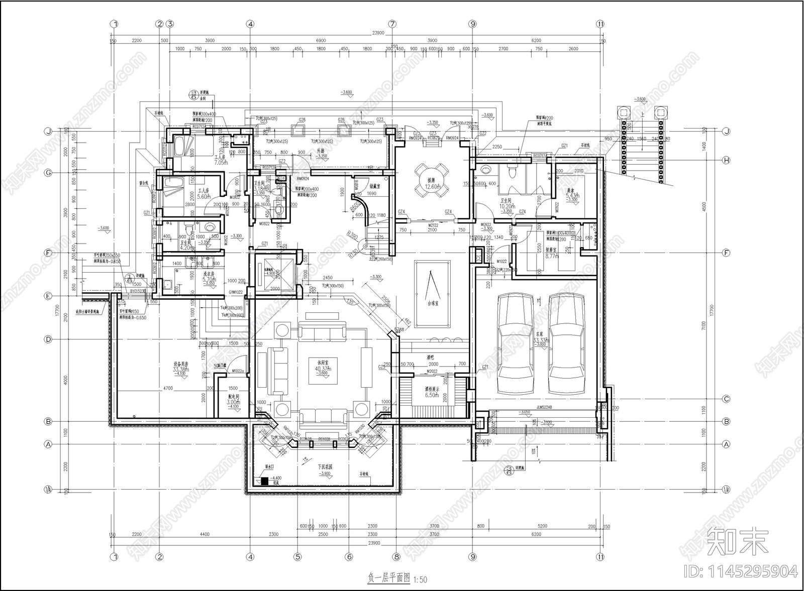 欧式别墅建筑cad施工图下载【ID:1145295904】