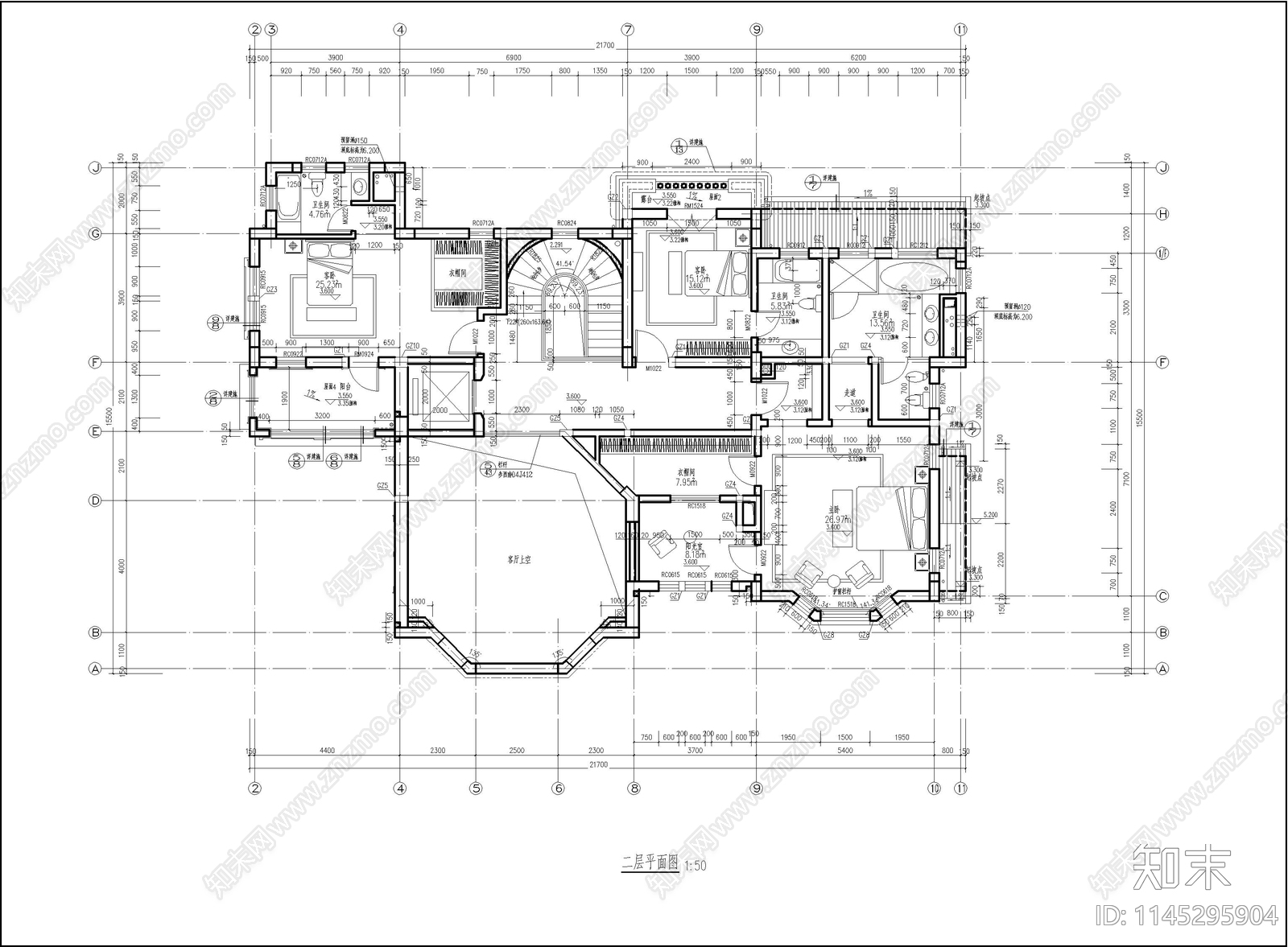 欧式别墅建筑cad施工图下载【ID:1145295904】