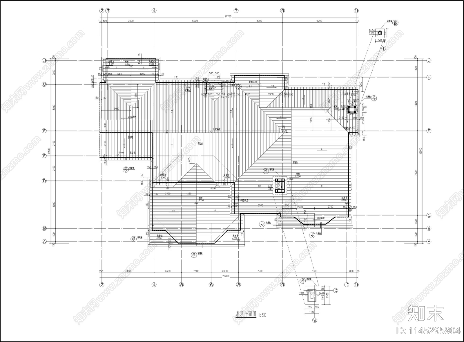 欧式别墅建筑cad施工图下载【ID:1145295904】