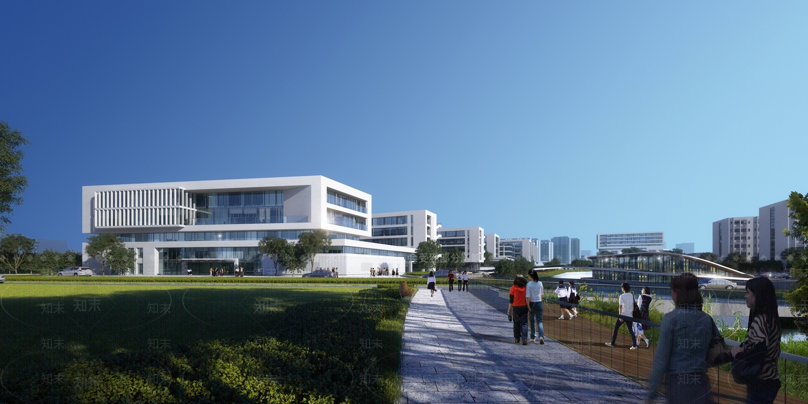 现代学校外观3D模型下载【ID:1145296109】