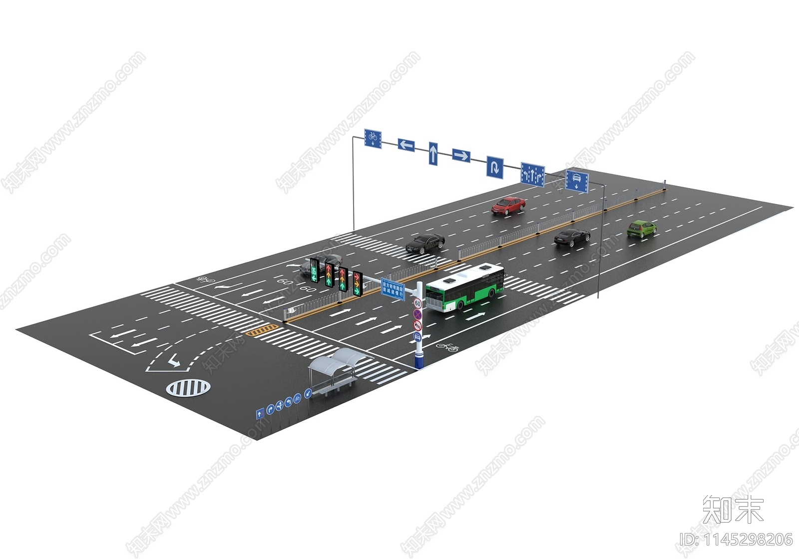 现代道路设施3D模型下载【ID:1145298206】