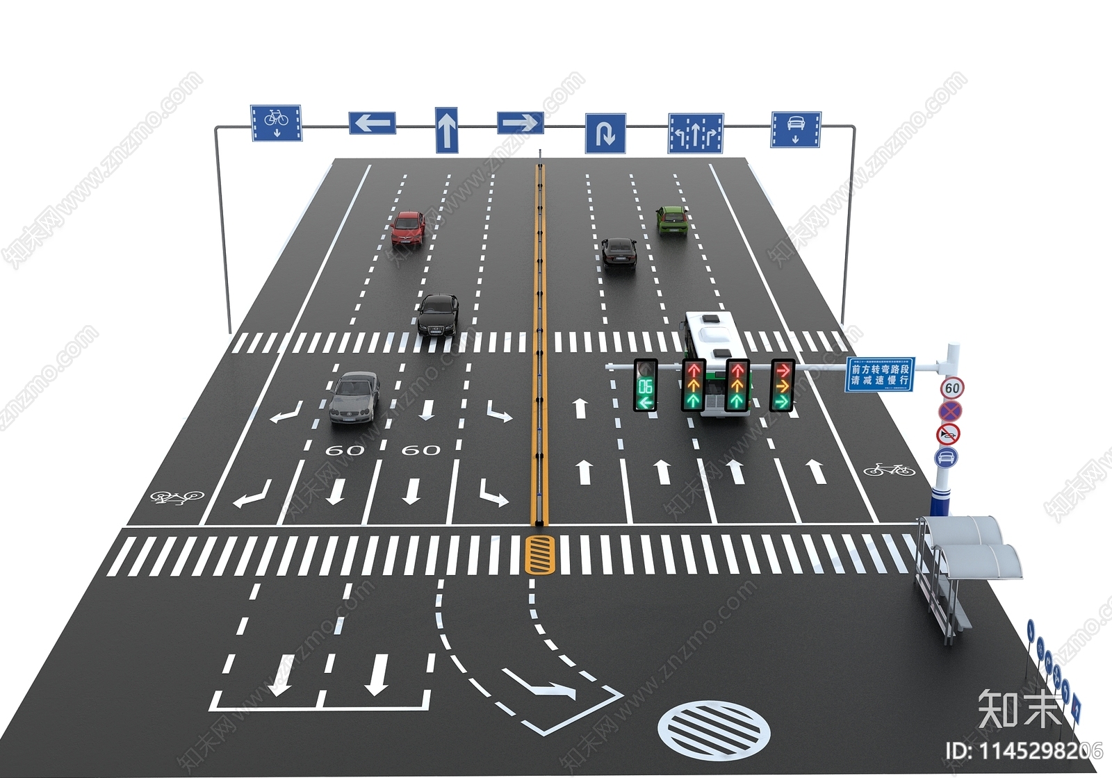 现代道路设施3D模型下载【ID:1145298206】