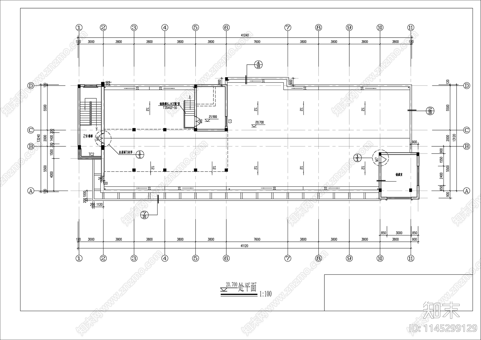 框架办公综合楼建筑结构cad施工图下载【ID:1145299129】