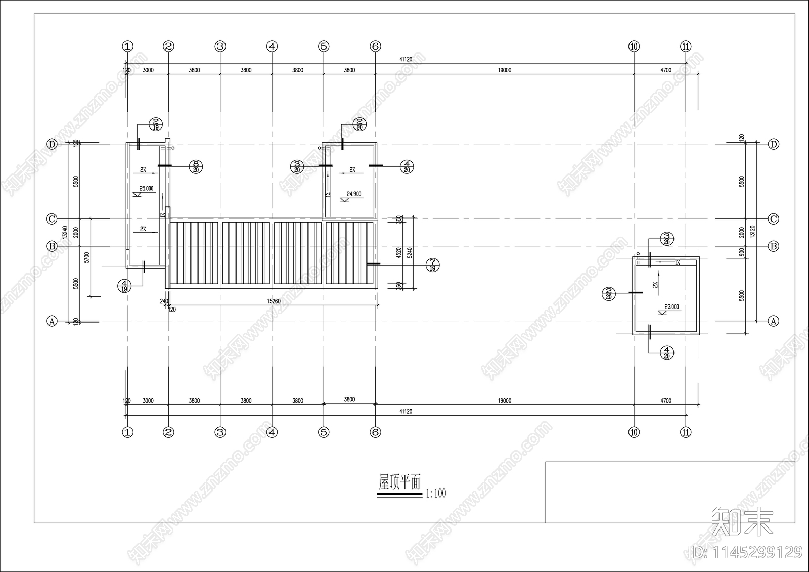 框架办公综合楼建筑结构cad施工图下载【ID:1145299129】