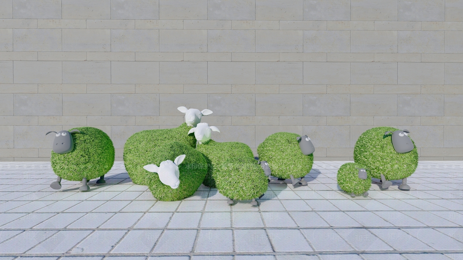 现代动物绿植雕塑景观小品SU模型下载【ID:1145299440】