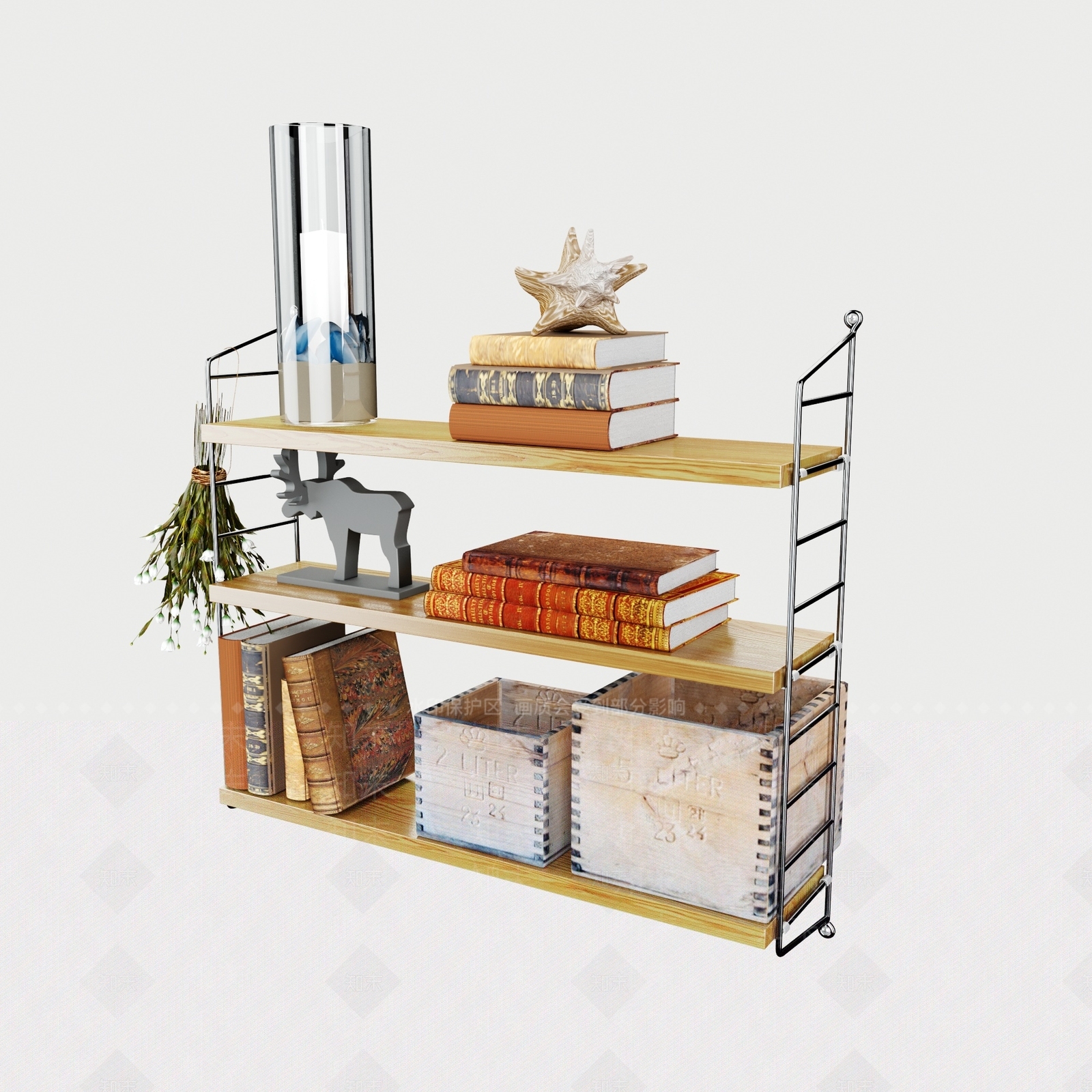 现代壁挂储物架3D模型下载【ID:1145304309】