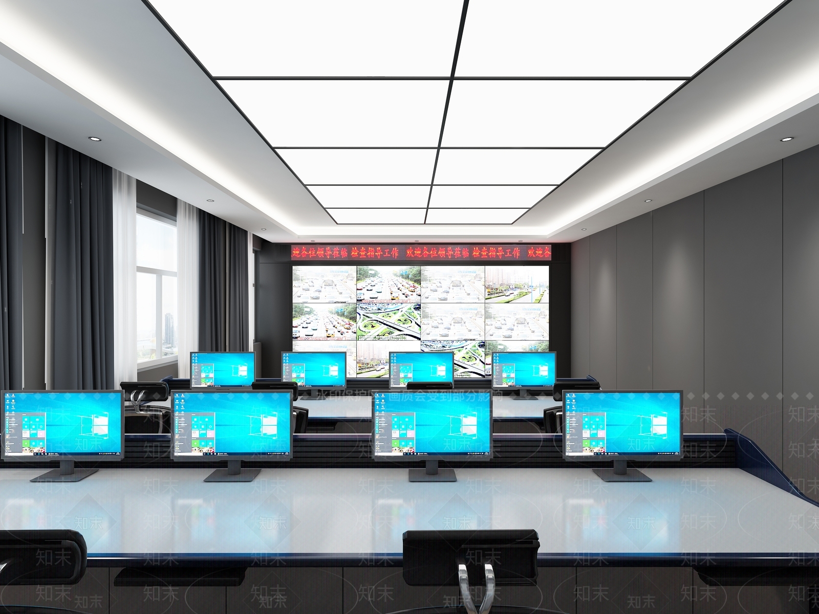 现代公安监控室3D模型下载【ID:1145302750】