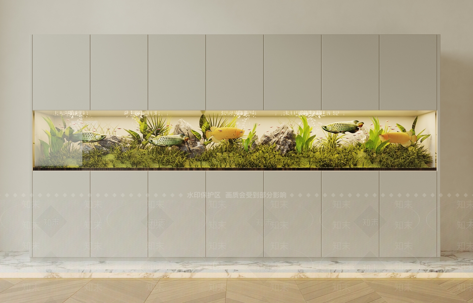 现代鱼缸水族3D模型下载【ID:1145305470】