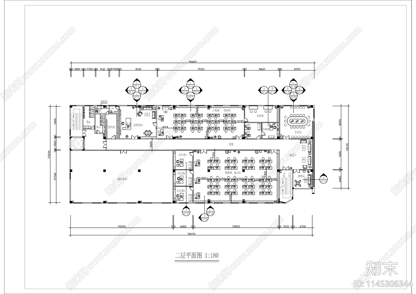 7套工厂办公室装修设计施工图下载【ID:1145306344】