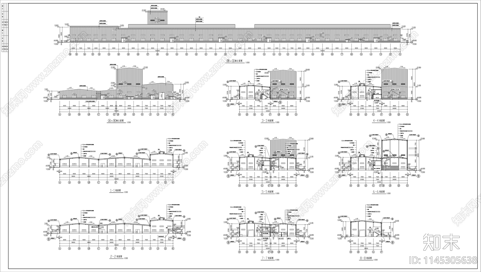 主车间建筑图cad施工图下载【ID:1145305638】