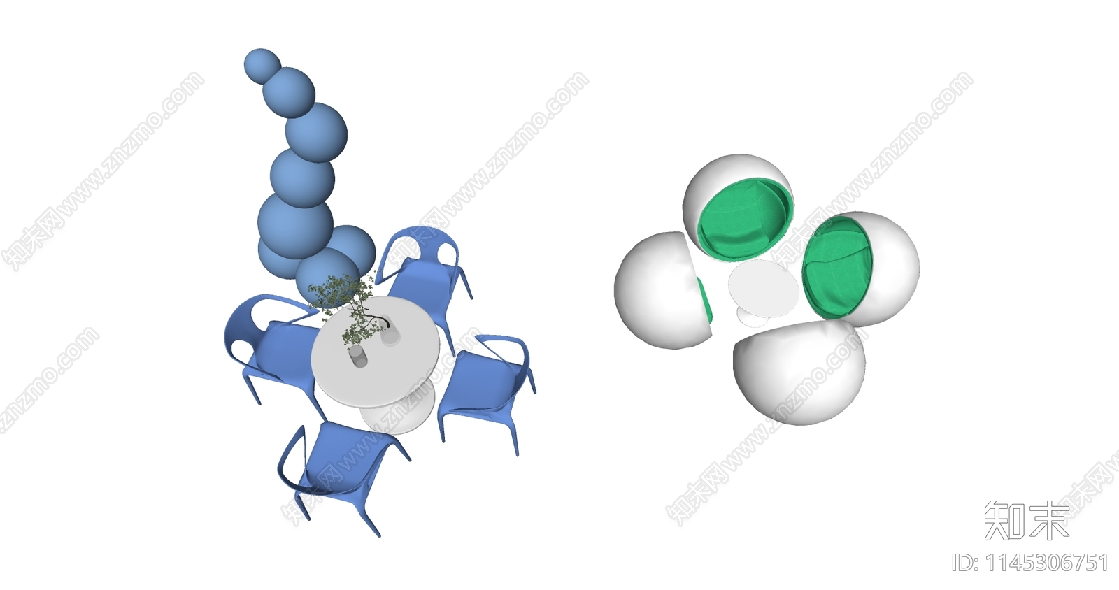 现代休闲桌椅组合SU模型下载【ID:1145306751】