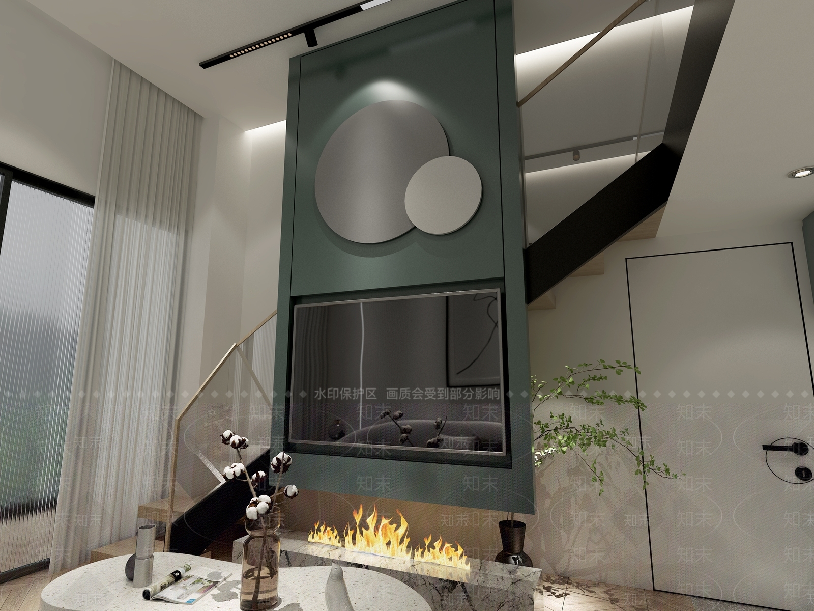 现代loft公寓客厅3D模型下载【ID:1145306500】