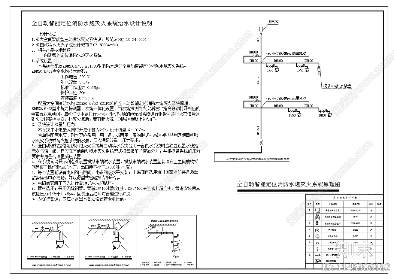 全自动智能定位消防水炮灭火系统原理图cad施工图下载【ID:1145306182】